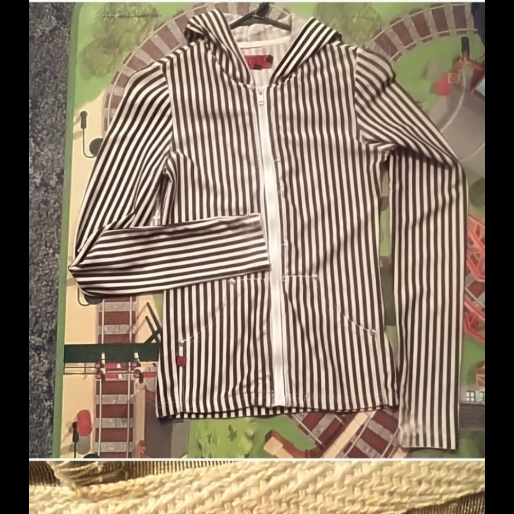 Shimmery white and black stretchy tripp jacket
